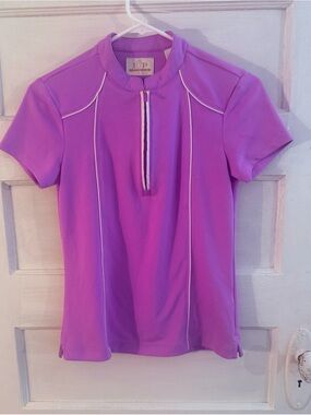 EP Pro Lavender Short Sleeve Zip-Front Sport Top